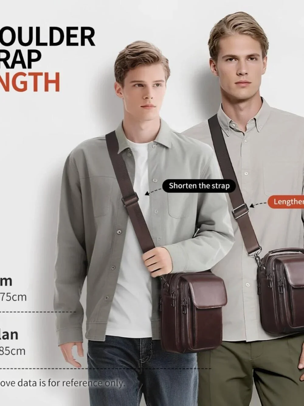 Men's Coffee Leather Shoulder Sling Travel Crossbody Stylish Magnetic Buckle Bag